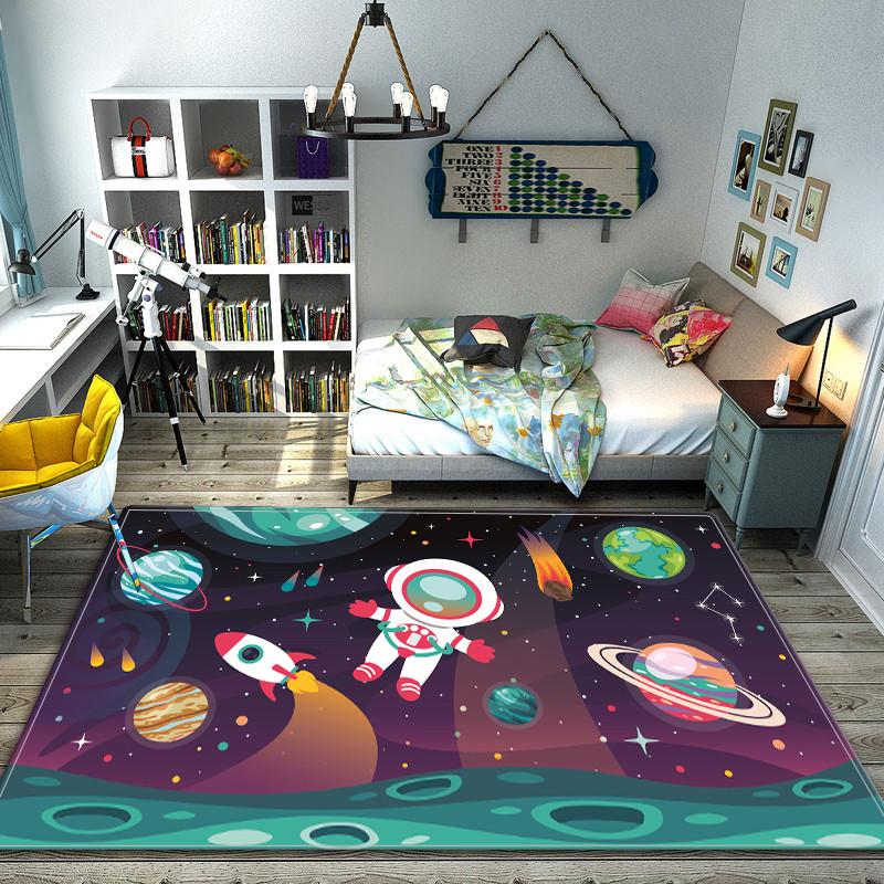 

Cartoon Astronaut Carpet Outer Space Universe Planet Area Rug for Kids Boy Playroom Classroom Living Room Decor Non-slip Doormat 40x60cm 16x24 inch