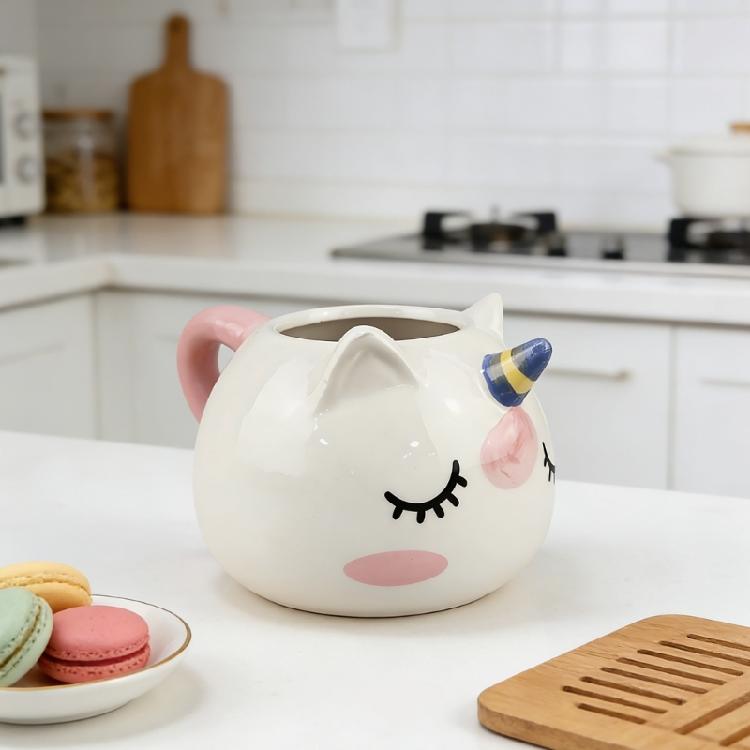 Large Capacity Drinking Cup with Ergonomic Handle Enchanting Ceramic Unicorns Coffee Mug For Daily Use