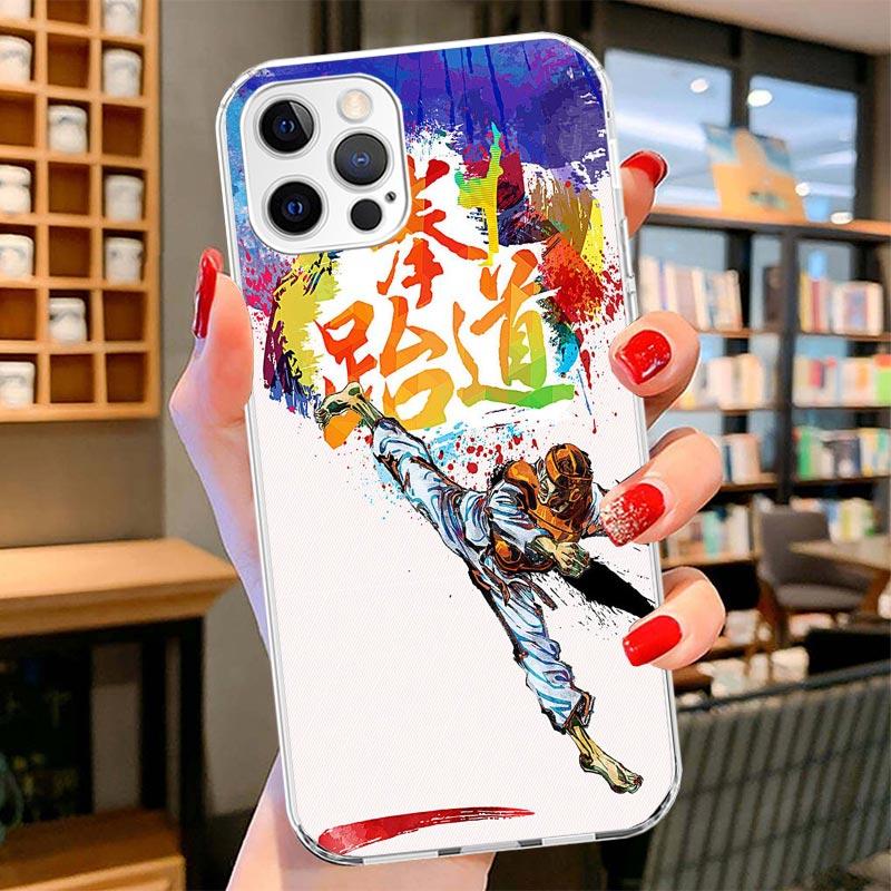 Kungfu Taekwondo Cover Phone Case For iPhone 16 17 Air 15 14 Pro Max 16E Phone Case 13 Mini 12 11 7 SE 8 Print Pattern Fit Cases