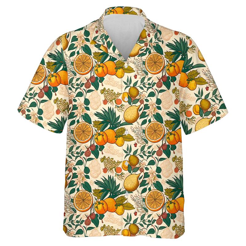 Tropische Früchte Zitrone 3D-Druck Strandhemden Papaya Avocado Grafik T-Shirt für Männer Kleidung Niedliches Y2k Design Frauen Reversbluse Top
