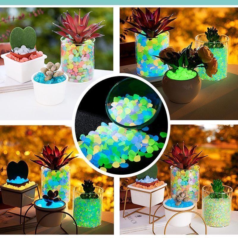 100pcs Luminous Stones Glow In Dark Pebbles Stone Night Sand Stone for Garden Yard Outdoor Path Lawn Fish Tank Aquarium Decor