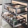 Beifu Double-Tier Pull-Out Cabinet Dish Rack Organizer