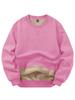 KEFITEVD Thick Warm and Round Solid Plus Size M Women's Fleece-Lined Sweatshirt, Comfortable, Boa-Lined, Cotton, Neck, Color, Sizes, Cycling/Walking
