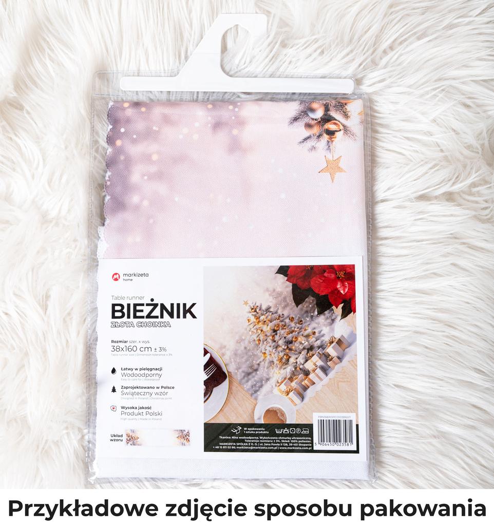 Złota Choinka - Bieżnik Wodoodporny - 38X160 Cm - Biało-Złoty
