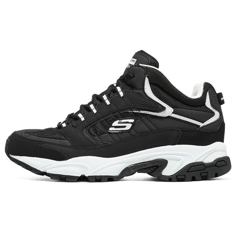Skechers Stamina Leather Comfortable Fashion Low-Top Dad Shoes Men sneakers Black White 237244-BKW 41