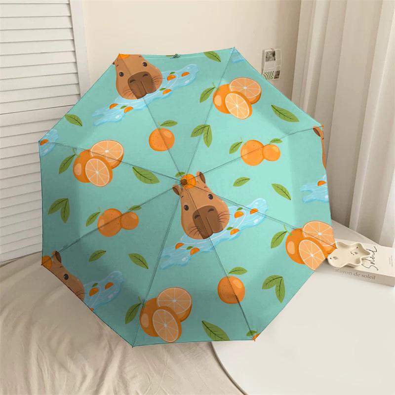 

1PC Capybara Oranges Umbrella-8-Rib Reinforced Portable Folding Travel Suitable for All Seasons Outdoor Daily Use-G312