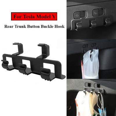 For Tesla Model Y 21-24 Rear Trunk Hook Button Buckle Hanging Storage Holder Clip Luggage Bag Umbrella Hanger Modely Accessories