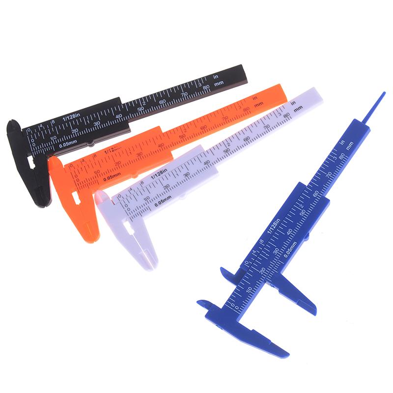 1Pc Mini Sliding Vernier Caliper Plastic Measure Ruler Gauge Double Scale 80Mm