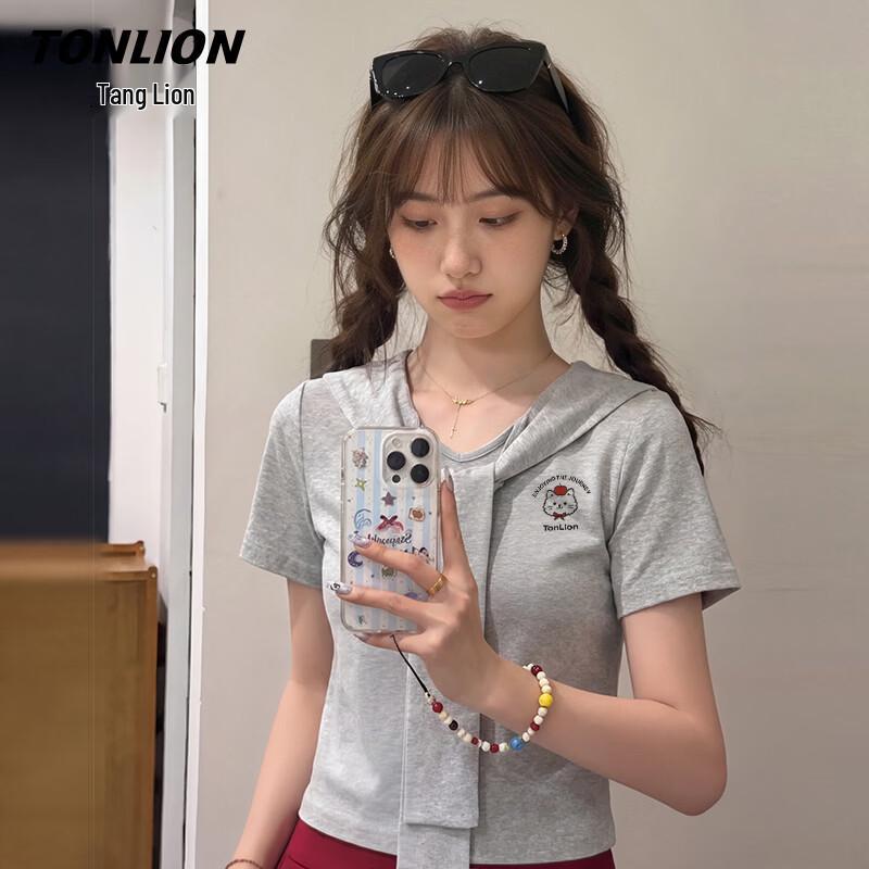 TonLion Women s Sailor Collar Cartoon Short Sleeve T-Shirt XL