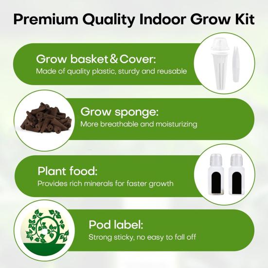 Planting Basket Hydroponic Seeds Kit with 350+ Seeds Including Basil Parsley Cilantro Reusable Plastic Baskets Hydroponic Garden Planting Supplies