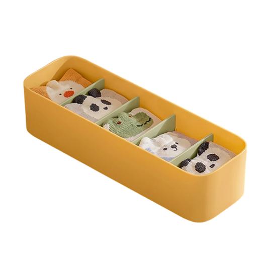 Drawer Storage Box, with Removable Partition Panel Container, Stackable Space Saving Storage Bin for Household E