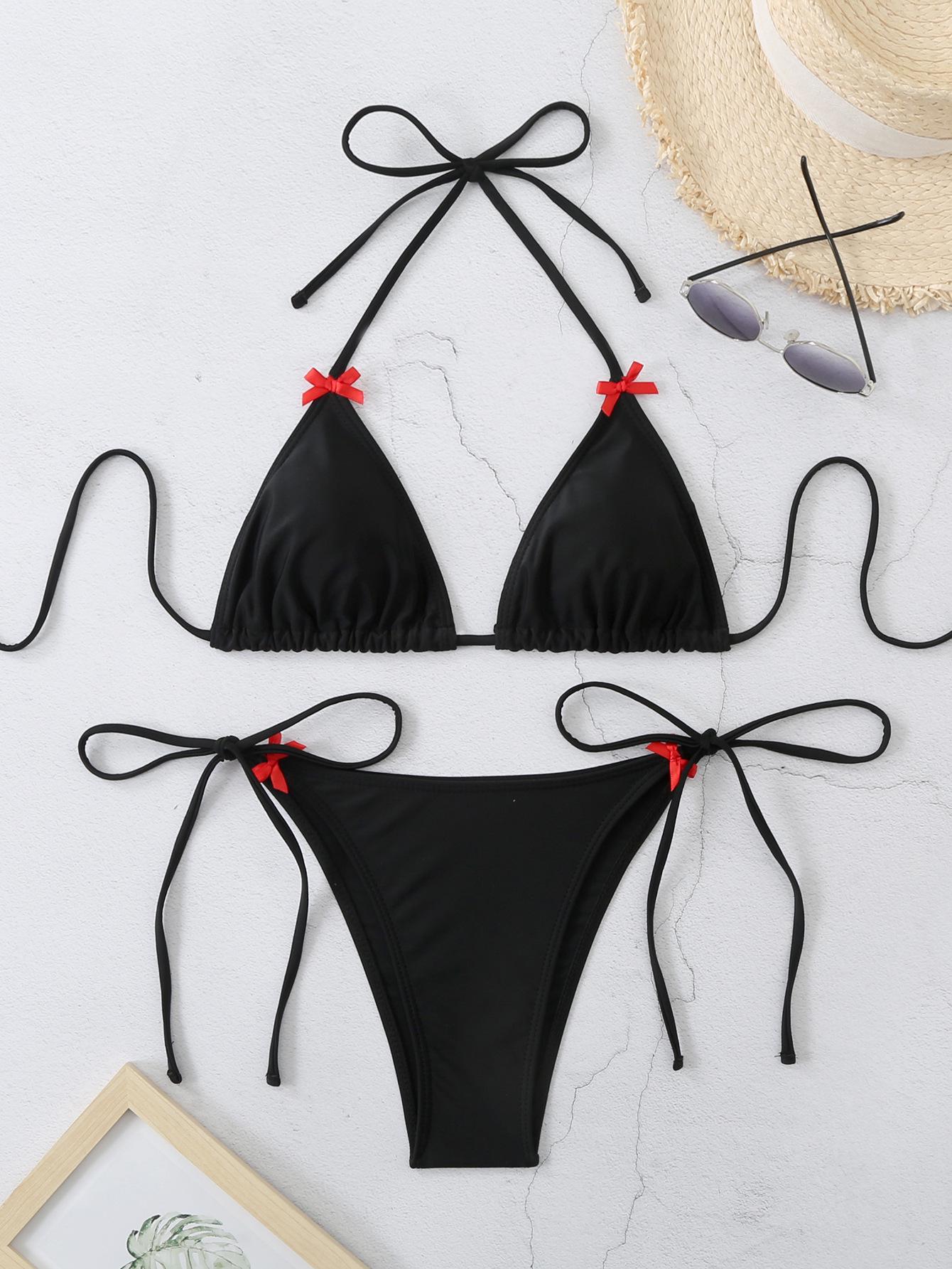 

Huludao European and American Style Women s Solid Color Sexy Bikini Swimwear Set Small