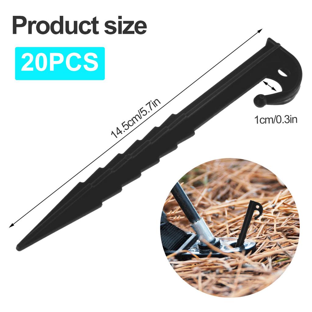 20 Pcs Outdoor Camping Tent Nails Sand Ground Triangular Stake Ground Awning Camping Tools Plastic Tent Pegs Nail Accessories