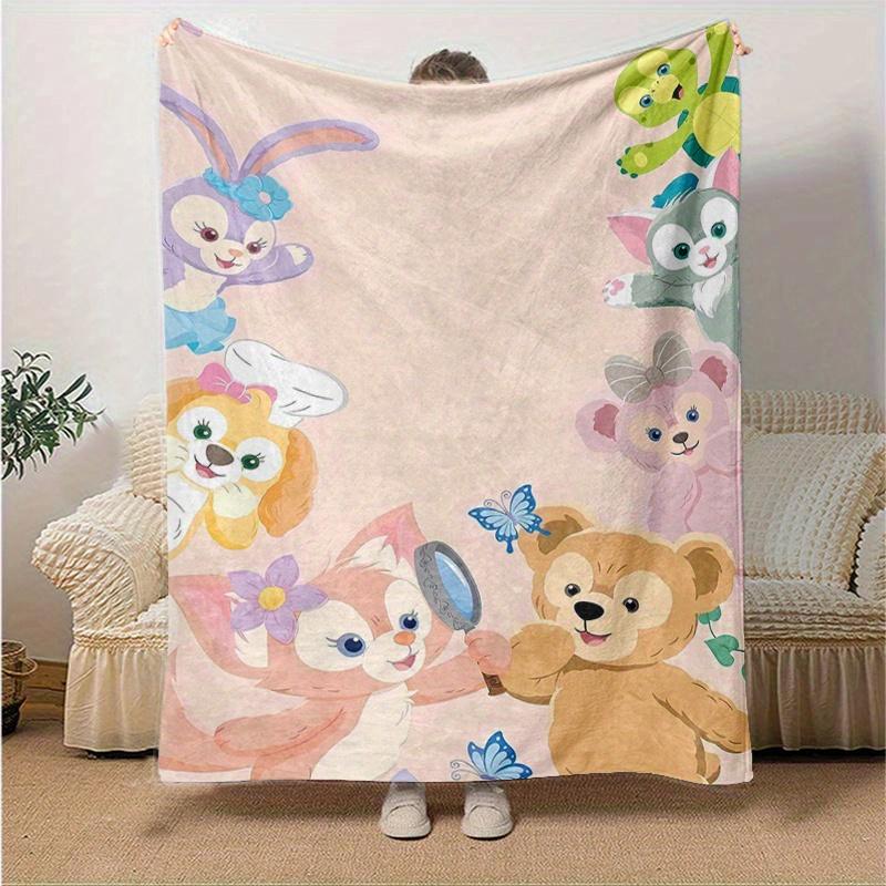 

1pc, Duffy and Friends (3) Cozy Flannel Throw Blanket, Perfect Gift for Bedroom, Living Room, Travel, Camping, Car, Beach, Office Naps, Ideal Sofa Bla 130x150cm