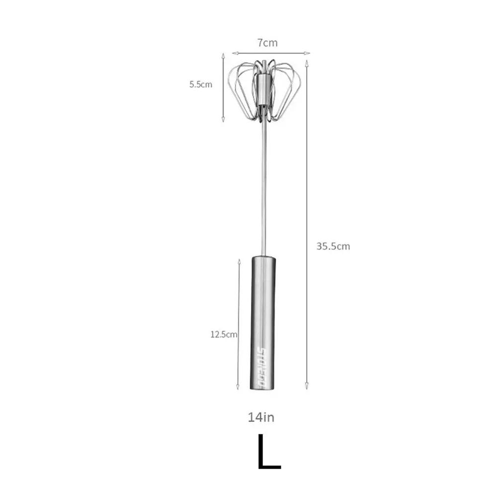JJYY Kitchen Stainless Steel Whisk Creamer Semi-automatic Rotary Whisk Beech Wood Vase Handle Hand Mixer Cooking Baking