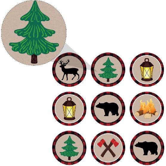 180 Pcs Lumberjack Plaid Bear Theme Sticker Round Adhesive Sealing Stickers Packaging Decals Adhesive Supplies 20 Sheets Decorative Sticker