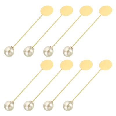 Uxcell Round Brooch Pins, 80mm Metal Tray Stick Lapel Pins with Long Needle Clips for Women and Men, Badges, Scarves, and Hats, Gold Tone, 30 Pieces