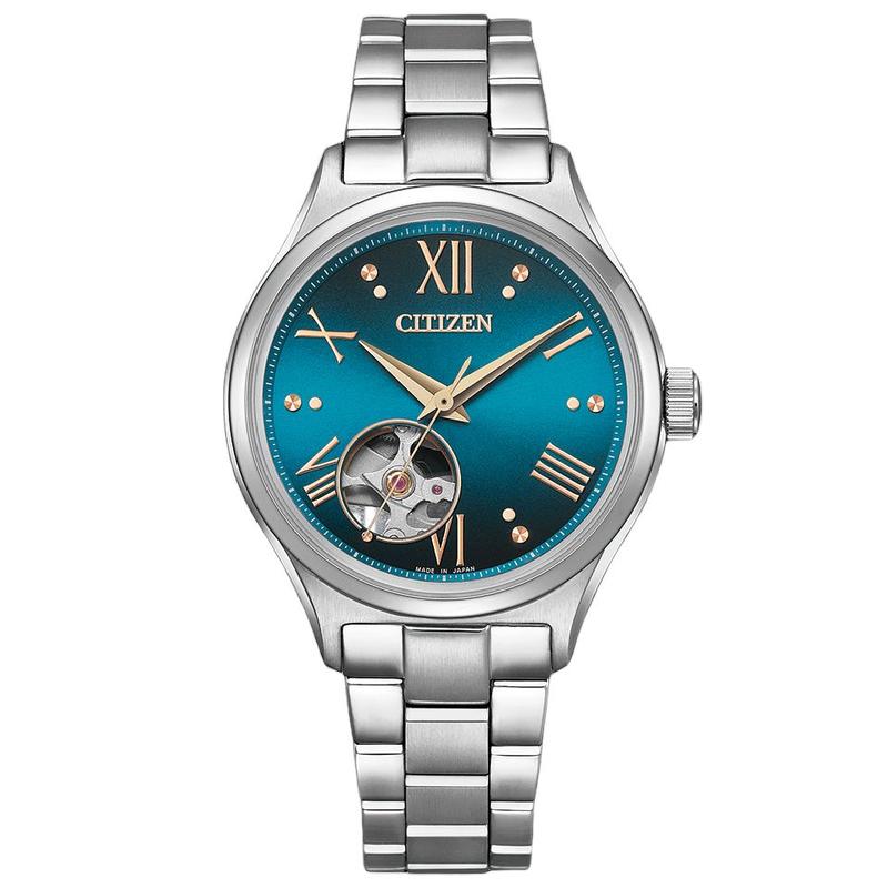 

CITIZEN COLLECTION series 100 meters waterproof automatic/manual mechanical movement Steel Strap 34mm women s watch blue dial PC1010-52L синій