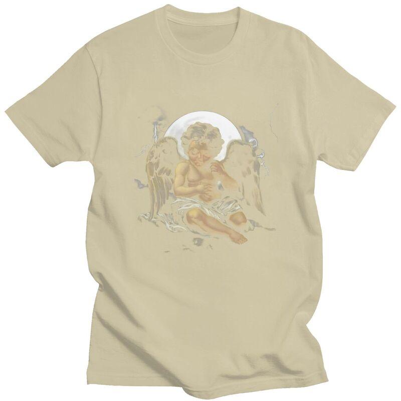 Male Vintage Angel Aesthetic Design T Shirt Streetwear Short Sleeves Pure Cotton Colthing Fashion Casual Design Graphic Tee Tops
