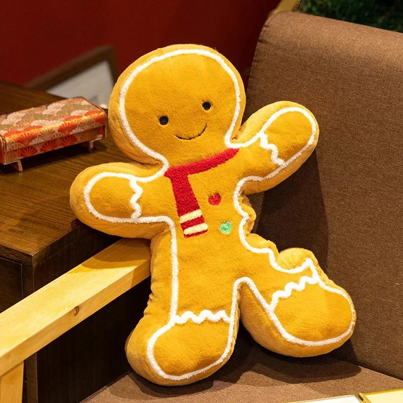 New Christmas Gingerbread Man Plush Toys Cuddly Cartoon Smile Gingerbread Man Pendants Doll Kawaii Home Decor Kids Xmas Gift