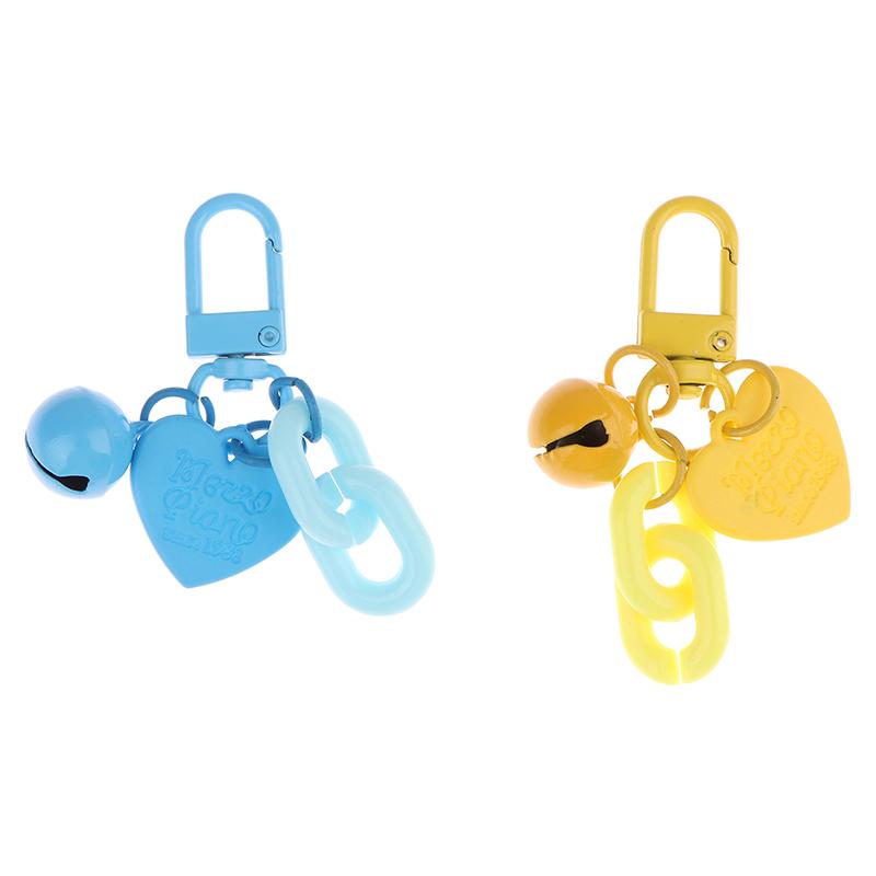 1Pc Alloy Love Shape Pendant Keychain Heart Key Chain With Bell Couple Friend Bag Gift Jewelry Key Holder Accessories