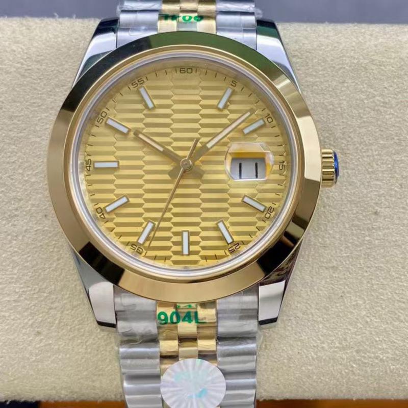 Orologio da uomo automatico Lao Jia Hao Shi 41mm con data, quadrante a quadri e design casual alla moda.