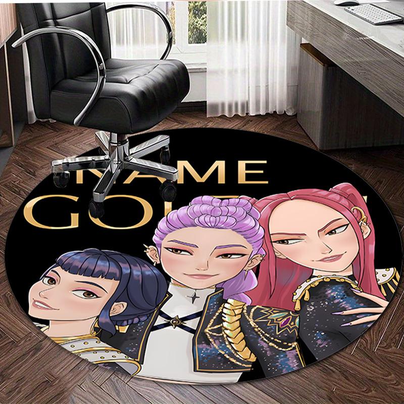 Personalized K-KPop Demon Hunters Round Chair Office Rug - Perfect for Mat, Office Chair & More - Ideal Gift for Birthdays and Holidays