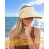 Fashion Sun Hats Visor for Women, Straw Beach Hat Adjustable Wide Brim Ponytail Packable for Summer Travel UPF 50