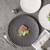 Nordic Style Large Frosted Stone Texture Ceramic Steak Plate - Round, Shallow, Light Luxury Design