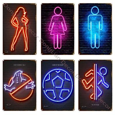 Segnale WC Neon Colorato Vintage Placca Donna Sexy Cartello di Latta Vintage Cartello Metallico Retrò Placca Decorativa Decorazione da Parete