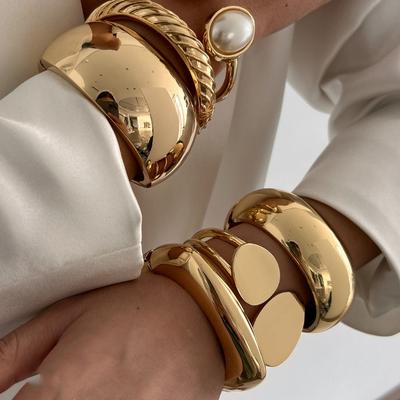 Exaggerated Punk Wide Bangles Irregular Arm Cuff Bracelets Chunky Gold Bangle Bracelets For Women