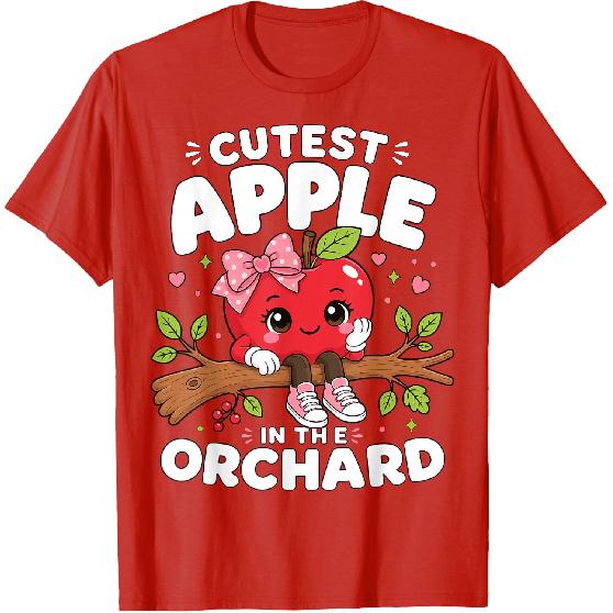 Cutest Apple in The Orchard Cute Apple Picking Season Girl T-Shirt