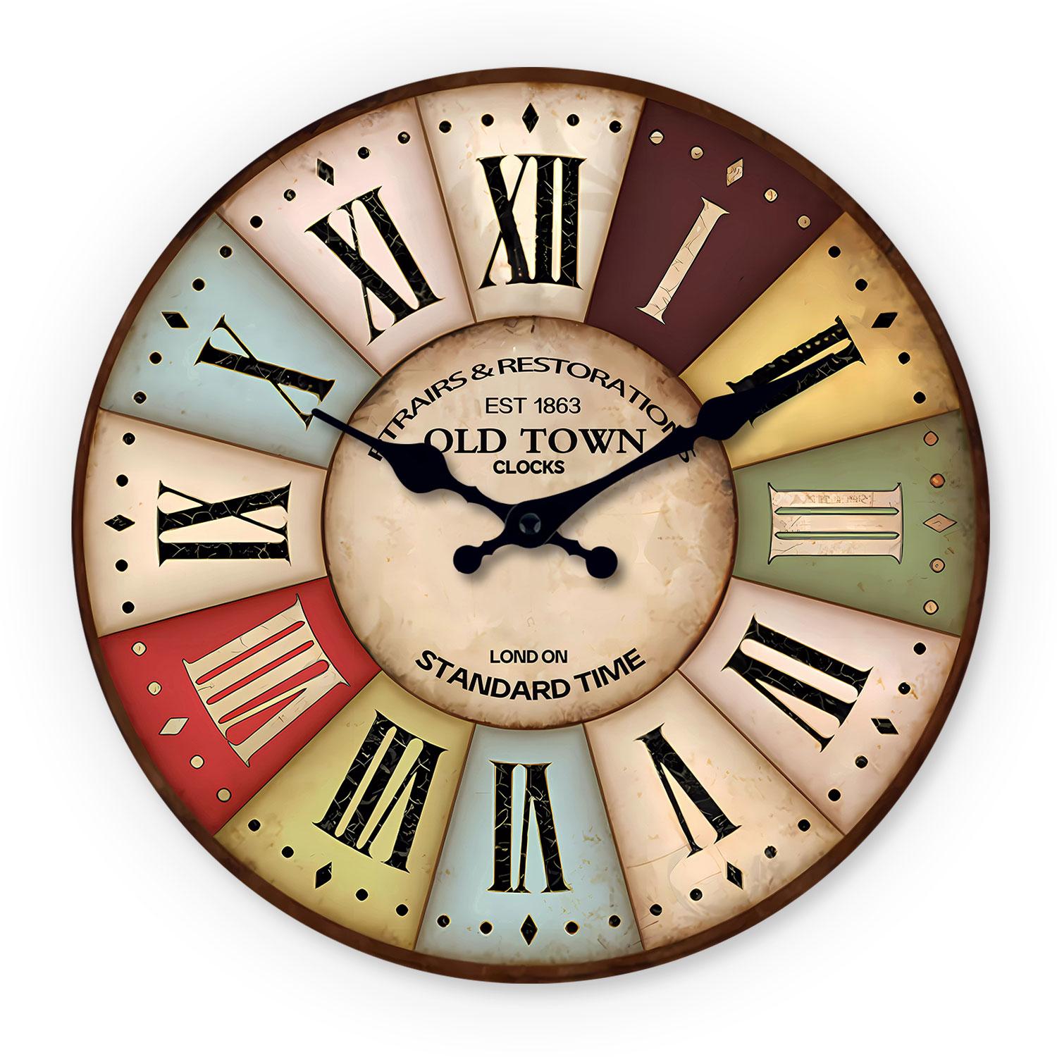 [10-14Inch] High-Quality 1 High-Quality Wooden High-Quality Patterned High-Quality Wall High-Quality Clock, High-Quality Silent High-Quality Running (as the picture,10 Inch)