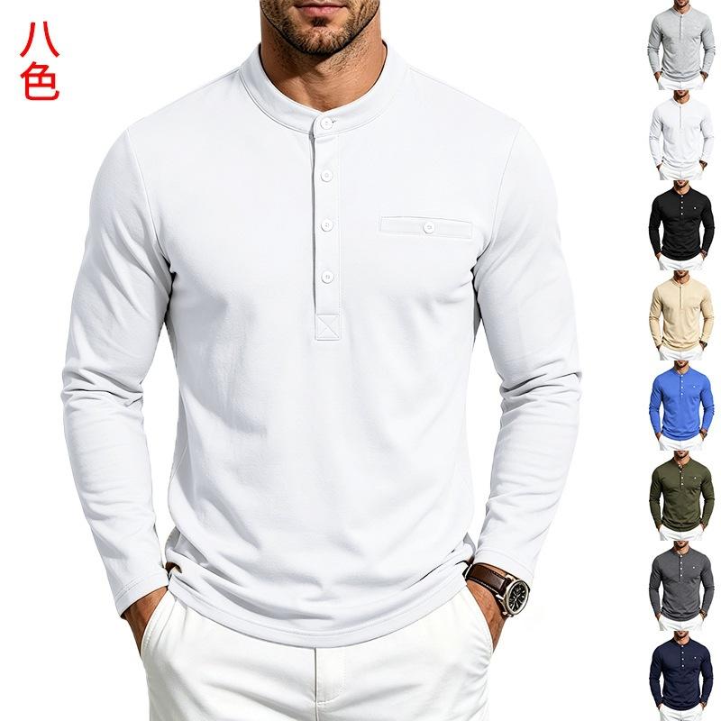 Men S Long Sleeve Henley T Shirt With Chest Pocket Casual Top
