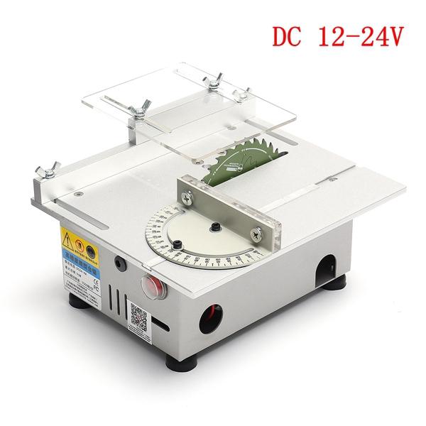 DC12-24V Small Table Saw Blade DIY Woodworking Cutting Machine Cutting Electric Saw Tool with Power Adapter