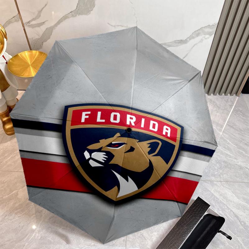 Florida Panthers Fashionable Automatic Opening/Closing Folding Umbrella. Portable and Foldable, Ideal for Gift, Travel, and Daily Use