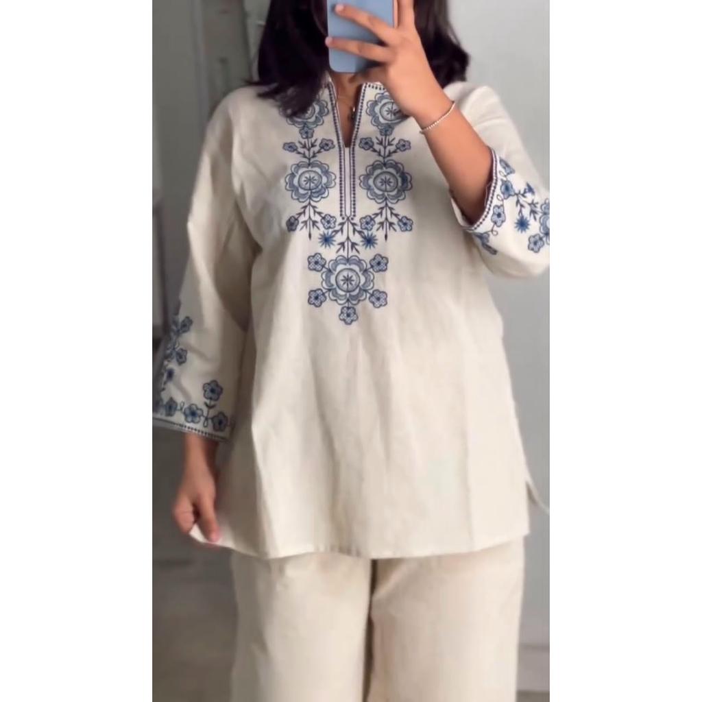 Ensemble Kurta Palazzo en Coton Flex Premium pour Femmes Tenue de Fête Indienne Ensemble Kurti à Cordon