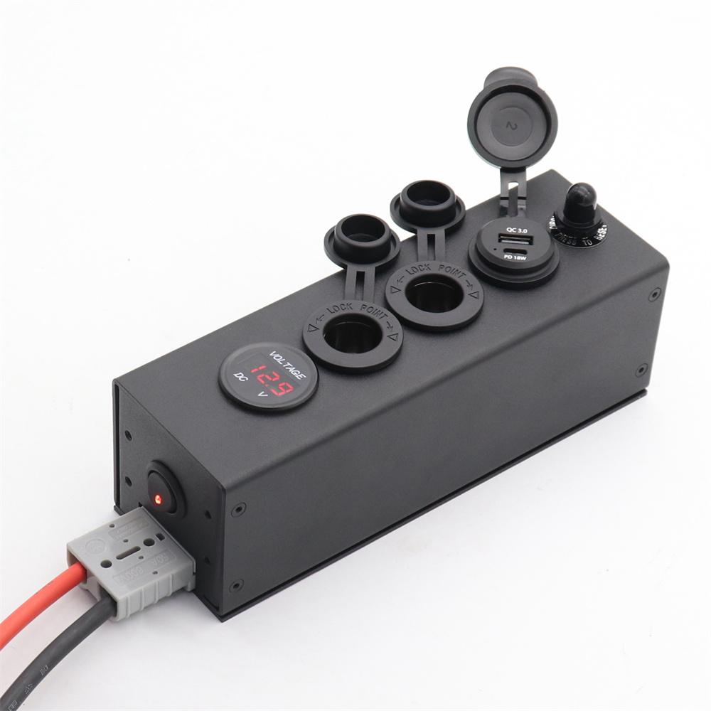 12/24V Control Box With Power Sockets USB+TYPE-C 8AWG Anderson Plug Replacement