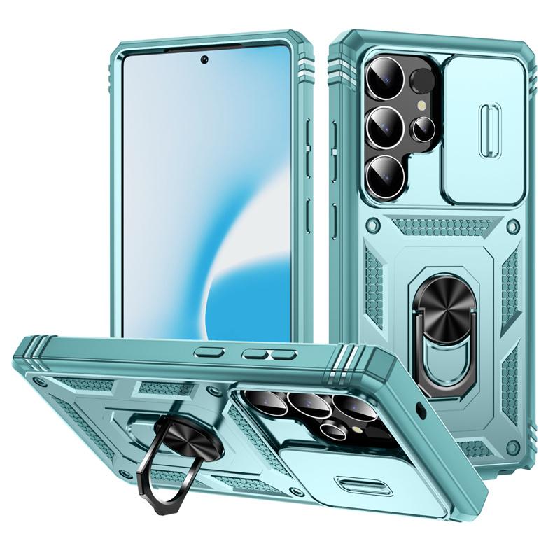 Heavy Duty Armor Phone Case For Samsung Galaxy S25 S24 S23 S22 S21 Ultra S20 FE Plus Note 20 Ultra Lens Protect Ring Stand Cover