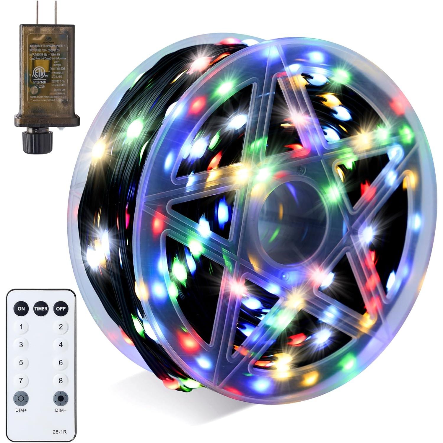 

JOYFY 600 LED Christmas String Lights 198FT Multicolor Fairy Light with Remote 8 Modes Timer Plug Lighting Decor for Xms Outdoor