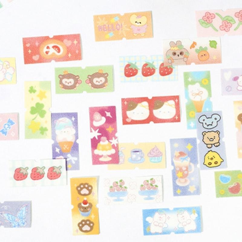 Scrapbooking Decorative Tape Glittering Cutout Cartoon Tape For Scrapbooking Journal Water Bottle Phone Case Wrapping