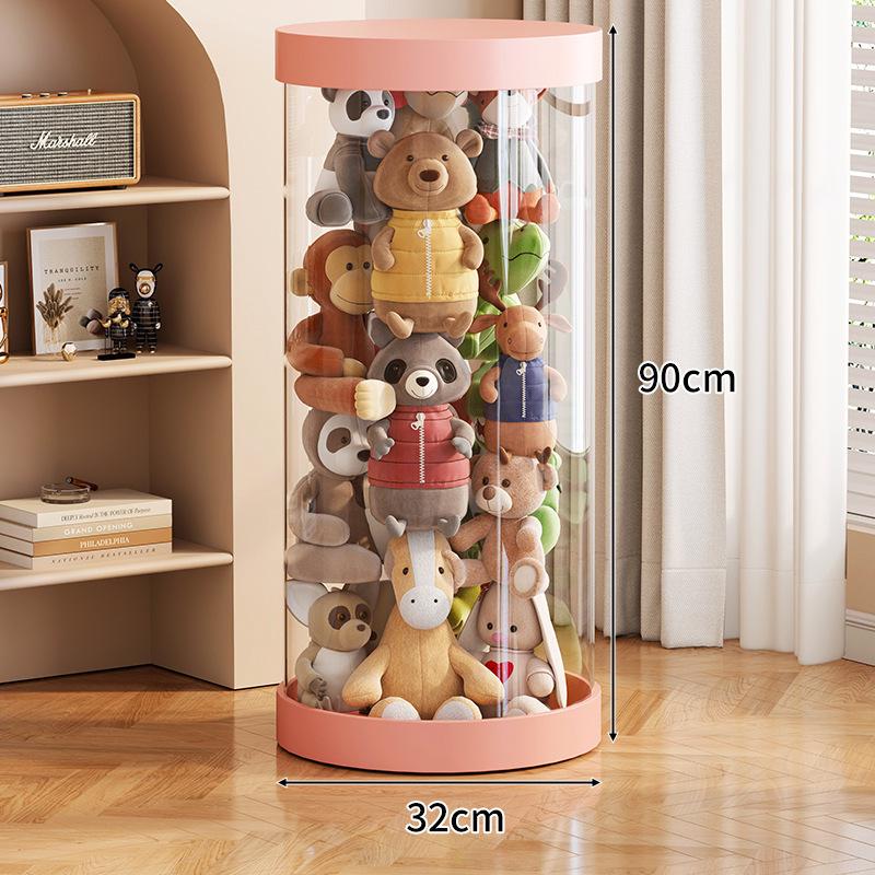Large Capacity Transparent Toy Storage Bucket for Dolls and Plush Toys