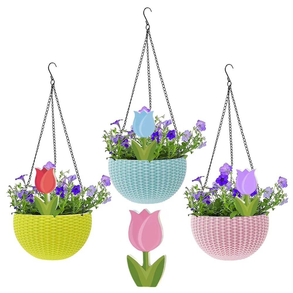 6Pcs Double-Sided Tulip Layered Tray Decoration Candy Color Plastic Floral Decoration  Office Decor