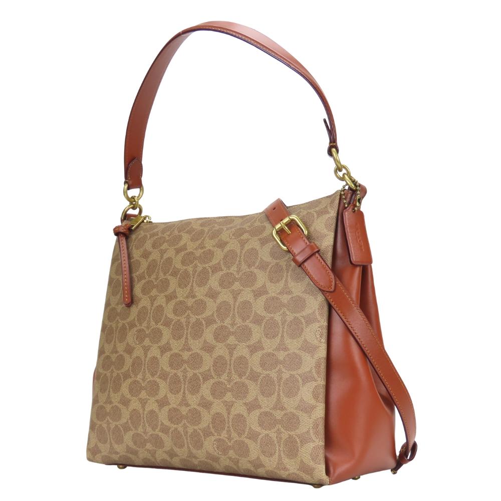 Used COACH Shoulder Bag Signature 597 PVC/leather Last Brown