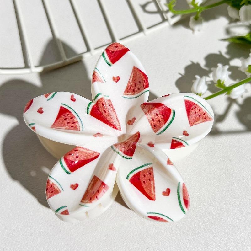 Printed Clips, Egg Flower Fresh and Light Hair Clips Back of The Head Updo Shark Clips