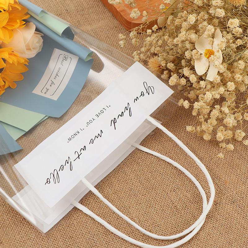 100PCS Flower Packing Box Transparent PVC Flower Bouquet Bag Florist Decoration Long Tote Party Gifts Wrapping Handbag
