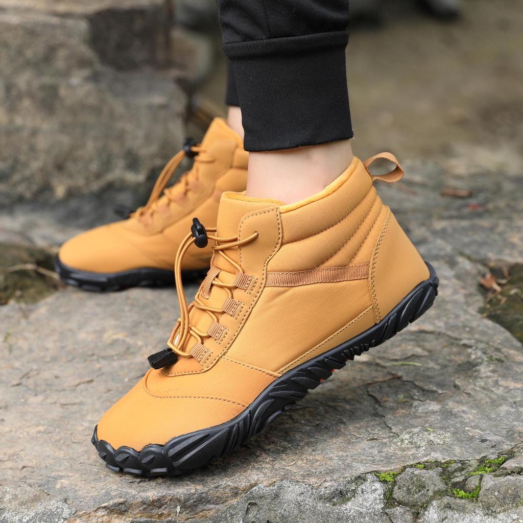 Comfortable Non-Slip Waterproof Winter Snow Boots with Velvet Lining - Wear-Resistant, Warm, Casual Cotton Five-Finger Design for the Outdoors