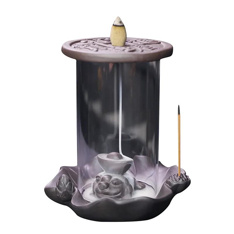 

Creative Ceramic Windproof Waterfall Backflow Incense Burner Stick Holder Aromatherapy Censer Lucky Fortune Feng Shui Home Decor