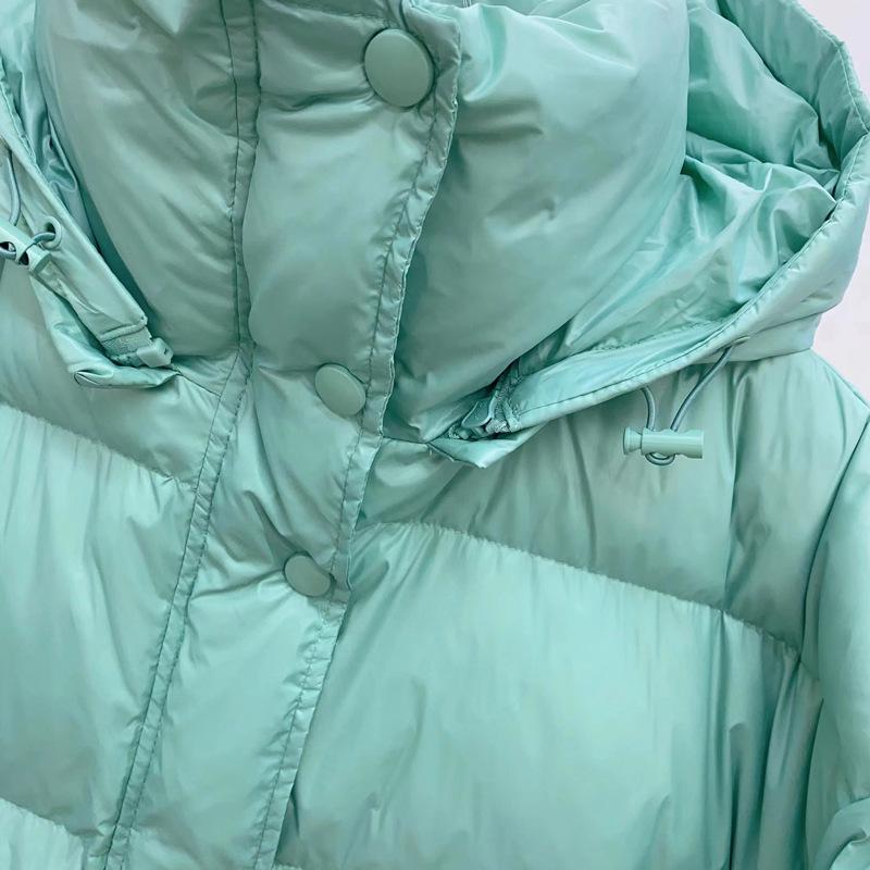 Women Down Jacket with Removable Hood Warm Autumn Winter Outwear Simple Solid Color Casual Over Size Coat