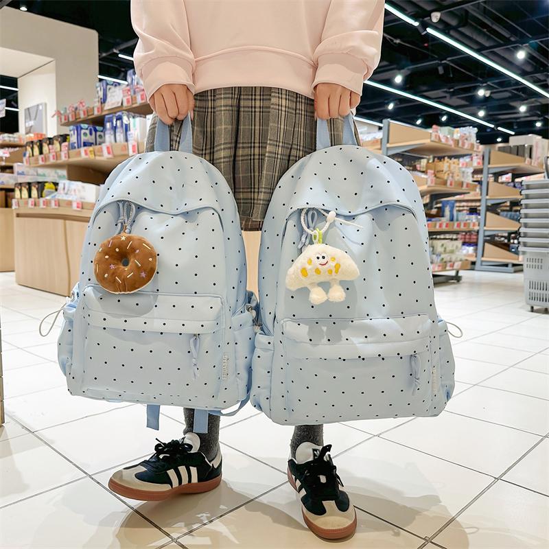 Dot Print Student Schoolbag Large Capacity Women's Backpack